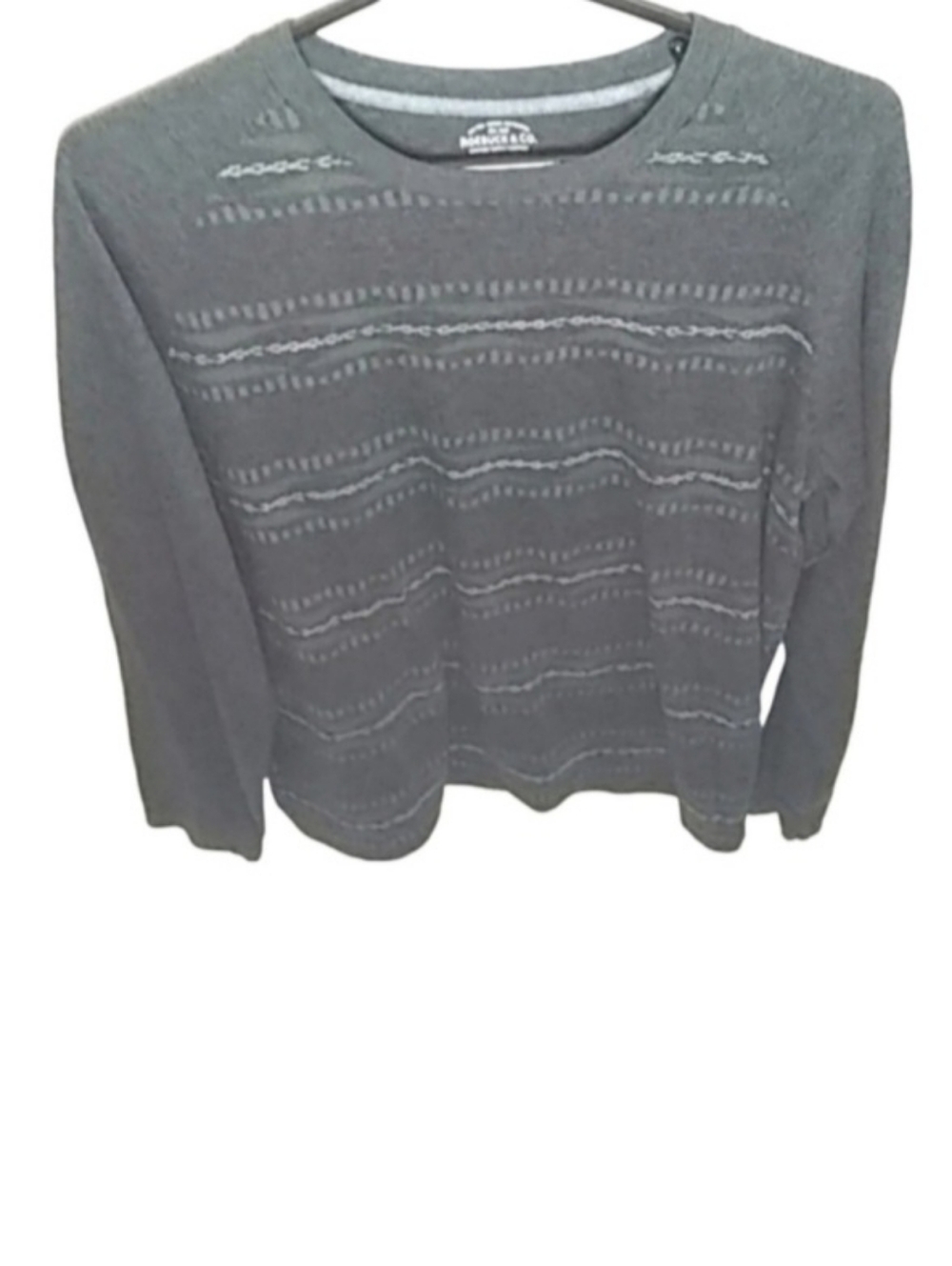 ROEBUCK & Co. Men's Long Sleeve T-shirt. Charcoal & Green, LARGE